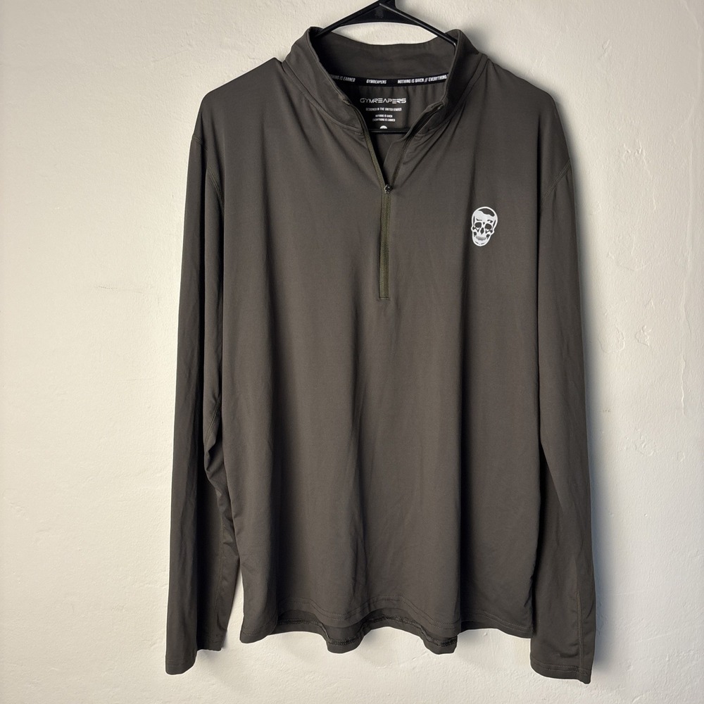 GYMREAPERS Men's 1/4 Zip Long Sleeve Green  Performance Pullover  Large USA
